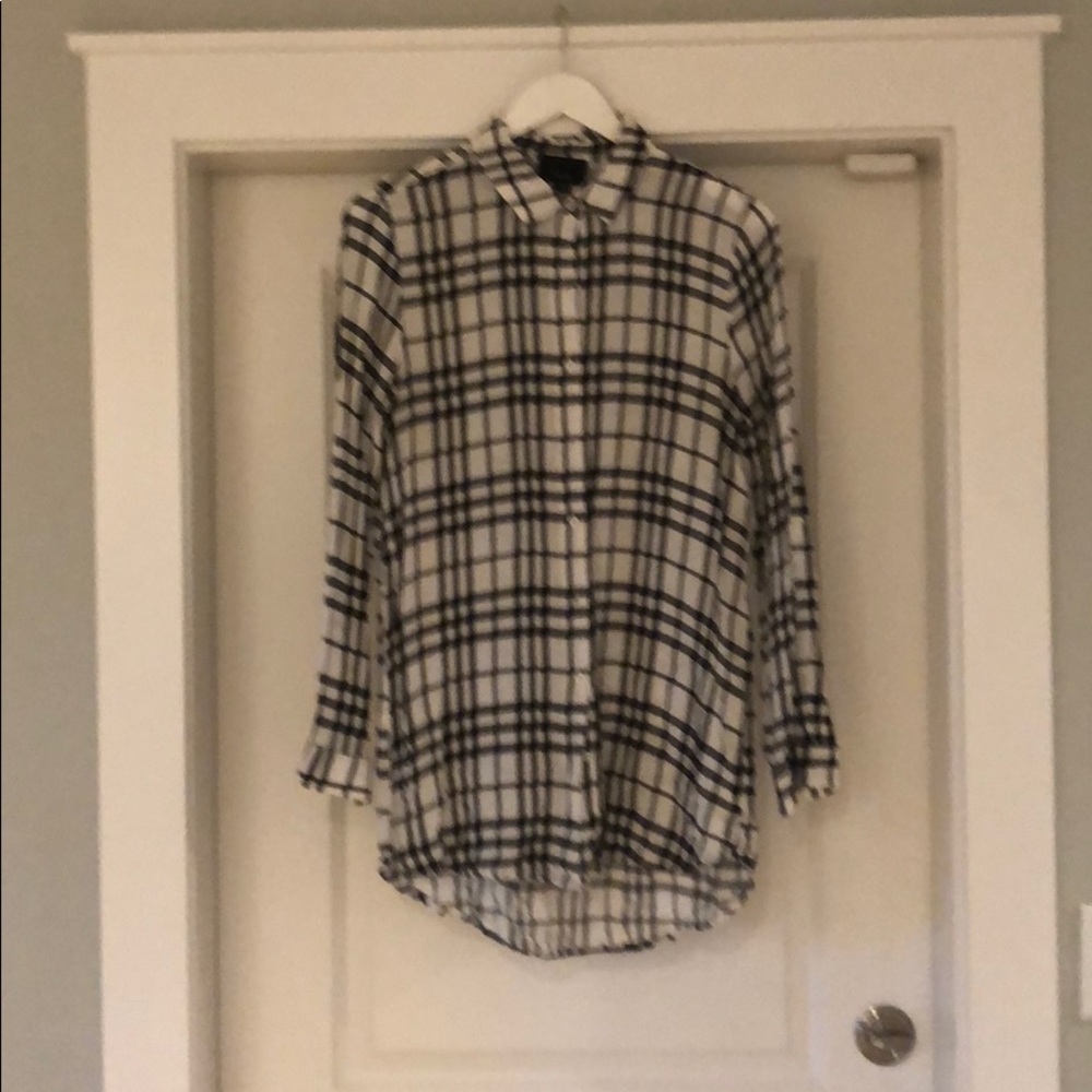 Checkered tunic collared shirt